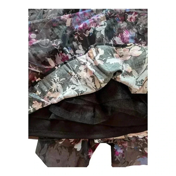 Torrid Women's Skirt Black Purple Floral Tulle Mesh Overlay Skater Full Size 0X - Picture 11 of 15